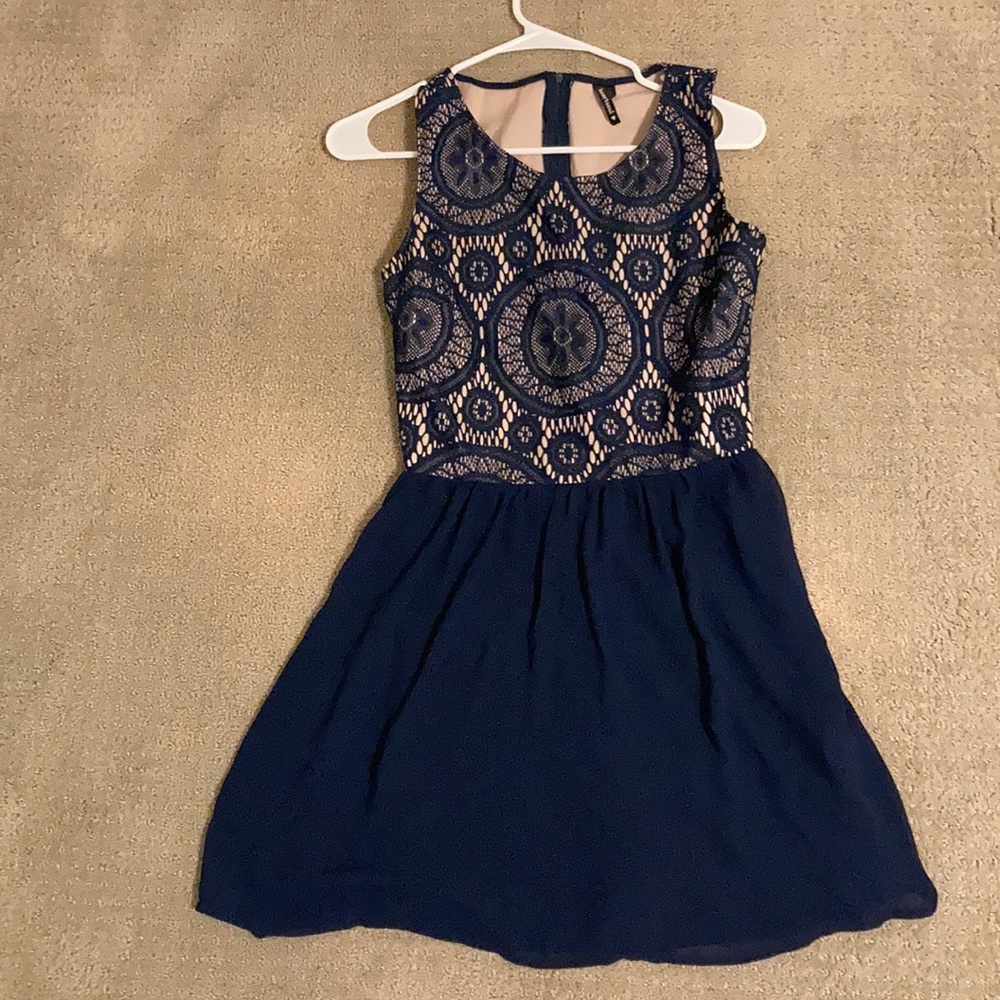 Navy and Beige Dress